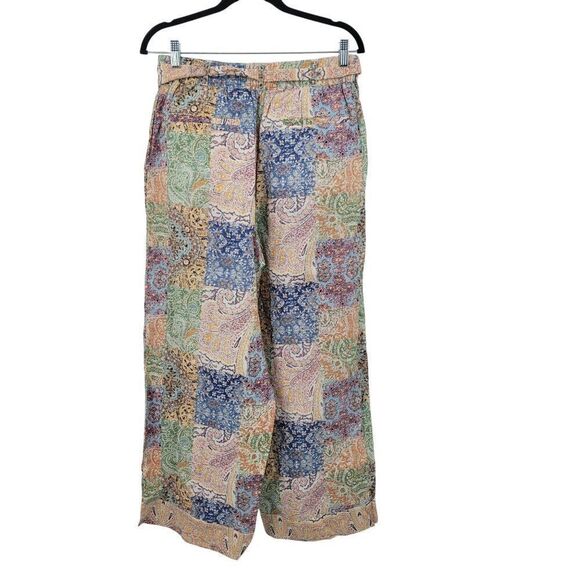 Rachel Zoe Womens Linen Multicolor Paisley Patchwork Wide-Leg Pants Sz L Boho - Picture 10 of 14